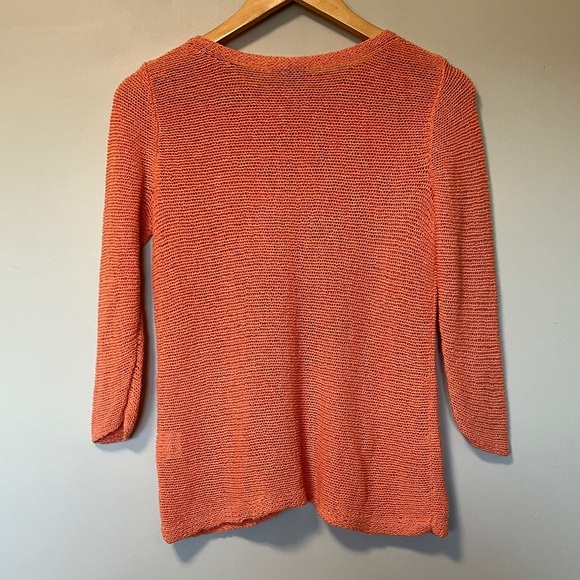 Eileen Fisher Cotton Orange Knit Women's Sweater - Picture 5 of 5